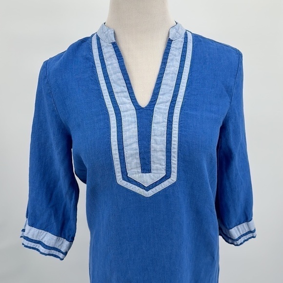 Richards Royal Blue Linen V-Neck Dress Size 36 = US Small - Picture 2 of 11